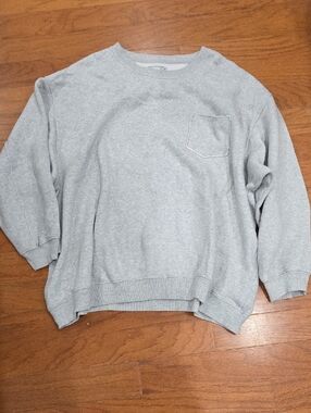 aerie Light Gray Crewneck Pocket Sweater